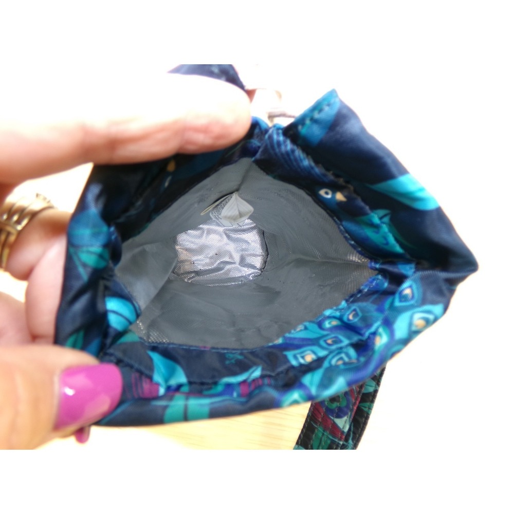 Lug Huggie Water Bottle Crossbody Bag Peacock Design Insulated Blue Green - Picture 7 of 7